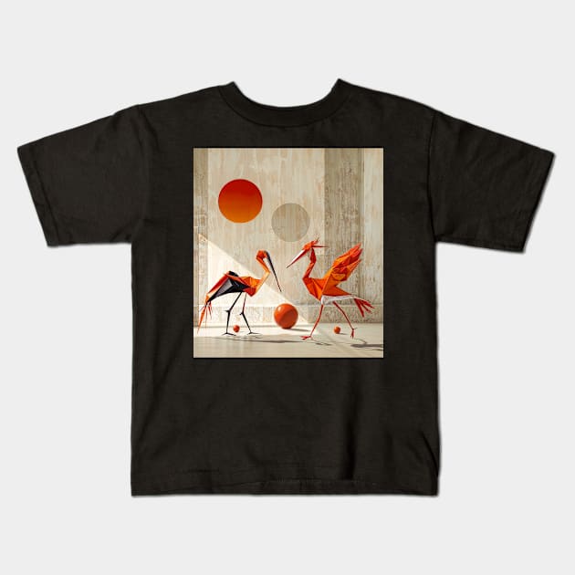 Animals geometry and minimalism: Flamingo Bird Kids T-Shirt by Creative Art Universe
